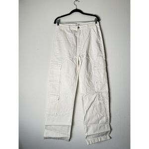 Superdown Gisele Cargo Pants In White High Rise Pockets Size Small NWT‎